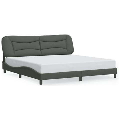 Giroletto Senza Materasso Grigio Scuro 200x200 Cm Tessuto - Foto 2