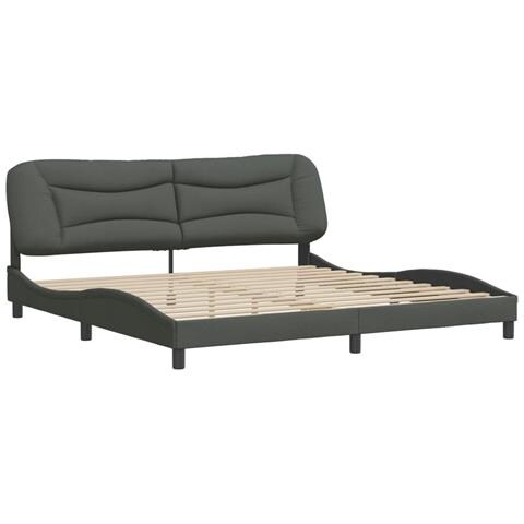 Giroletto Senza Materasso Grigio Scuro 200x200 Cm Tessuto - Foto 3