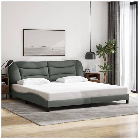 Giroletto Senza Materasso Grigio Scuro 200x200 Cm Tessuto - Foto 1