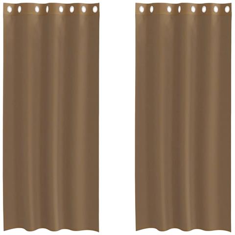 Tende In Voile Con Occhielli 2 Pz Marrone Chiaro - Foto 2