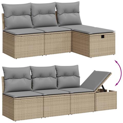 Set Divani Da Giardino 7 Pz Con Cuscini Grigio In Polyrattan - Foto 3