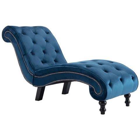 Lusso Casadino -  Sedia A Sdraio Blu In Velluto - Foto 1