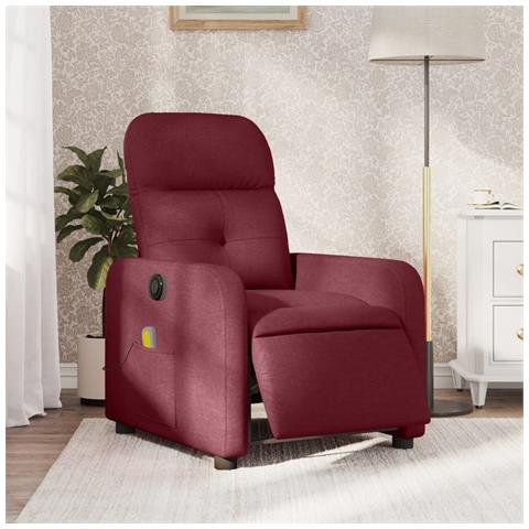 Lusso Casadino -  Poltrona Massaggiante Reclinabile Elettrica Rosso Vino Tessuto - Foto 8