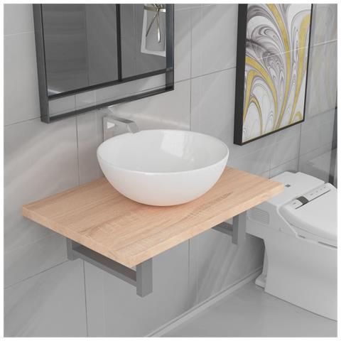 Set Mobili Da Bagno 2 Pz Ceramica Rovere - Foto 8
