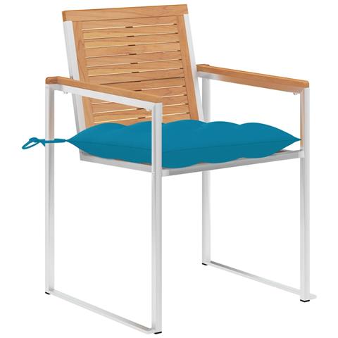 Sedie Da Giardino Con Cuscini 4 Pz In Legno Massello Di Teak - Foto 1