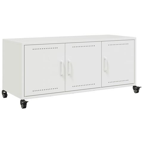 Lusso Casadino -  Mobile Tv Bianco 100,5x39x43,5 Cm In Acciaio Laminato A Freddo - Foto 1