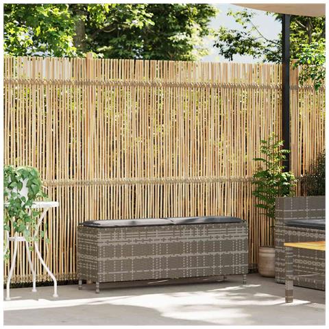 Panca da Giardino con Cuscino Grigio 110x30x40,5 cm Polyrattan - Foto 2