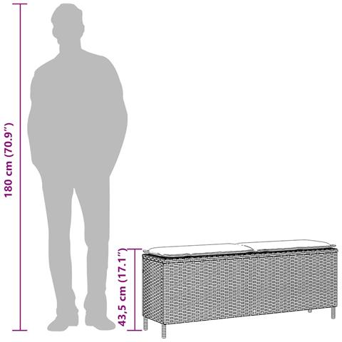 Panca da Giardino con Cuscino Grigio 110x30x40,5 cm Polyrattan - Foto 9