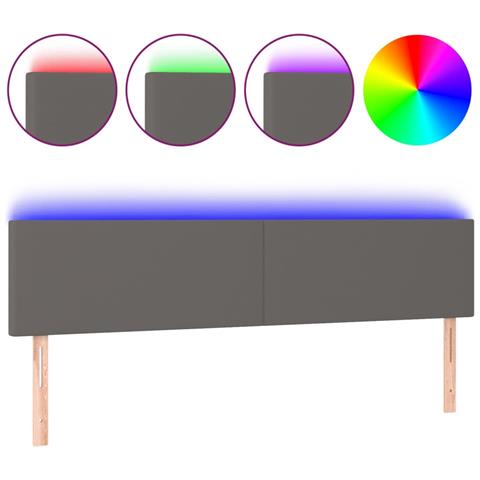 Testiera a LED Grigio 160x5x78/88 cm in Similpelle - Foto 1