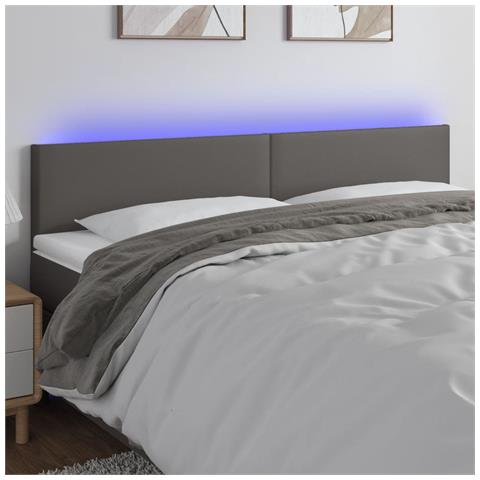 Testiera a LED Grigio 160x5x78/88 cm in Similpelle - Foto 2