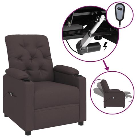 Poltrona Elettrica Reclinabile Marrone Scuro in Tessuto - Foto 1