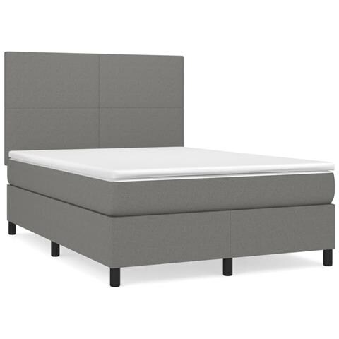 Giroletto a Molle con Materasso Grigio Scuro 140x200cm Tessuto - Foto 1