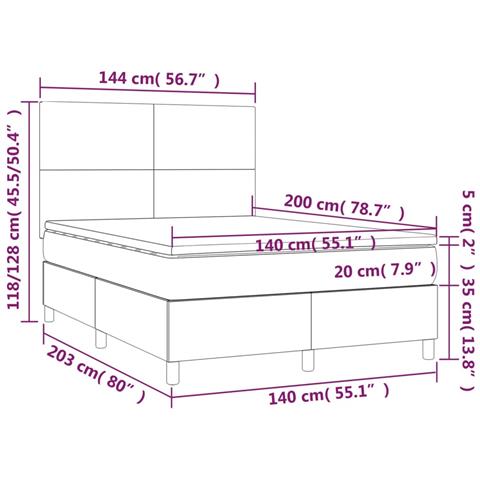 Giroletto a Molle con Materasso Grigio Scuro 140x200cm Tessuto - Foto 6