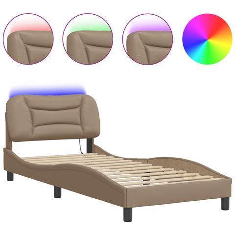 Giroletto con Luci LED Cappuccino 90x190 cm in Similpelle - Foto 1