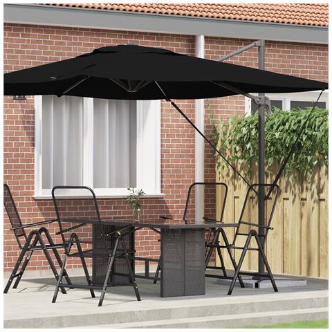 Ombrello a Sbalzo Roma Nero 286x285x265 cm Alluminio - Foto 2