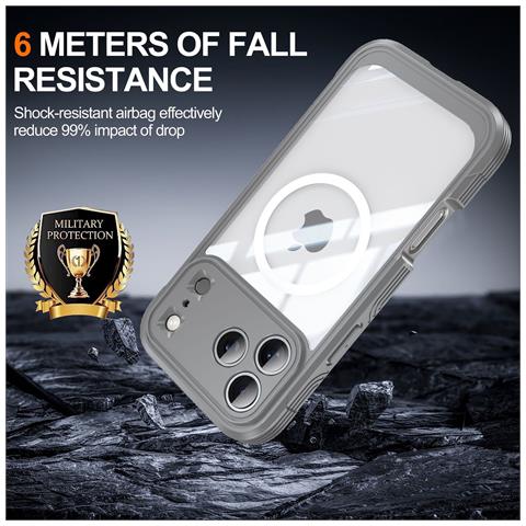 Custodia Per Iphone 17 Pro In Vetro Temperato 9h Antiurto Con Supporto Magnetico Wireless - Foto 2