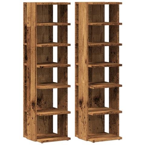 Scarpiere 2 pz Legno Antico 28x27x102 cm in Legno Multistrato - Foto 1