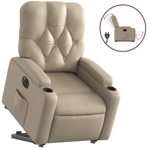 Poltrona Alzapersona Reclinante Elettrica Cappuccino Similpelle - Foto 1