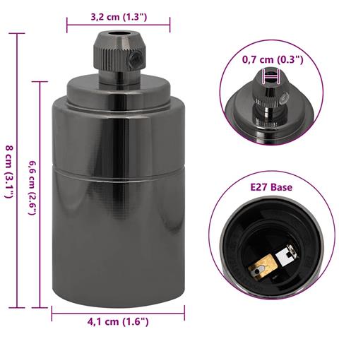 Portalampade 2 pz Nero Lucido E27 - Foto 8