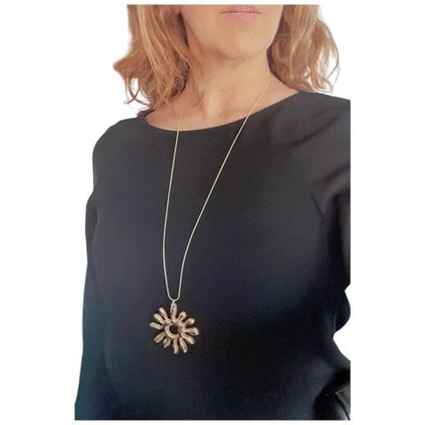 Collana Lunga Con Sole Irregolare Da 80 Cm In Oro - Foto 3
