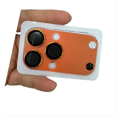 Protezione Obiettivo Fotocamera Opaca Arancione Compatibile Con Iphone 14 Pro Max/15 Pro Max/16 Pro Max - Vetro Temperato, Antigraffio - Foto 2