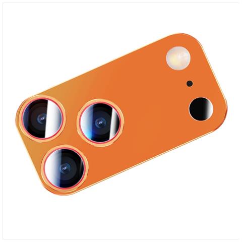 Protezione Obiettivo Fotocamera Opaca Arancione Compatibile Con Iphone 14 Pro Max/15 Pro Max/16 Pro Max - Vetro Temperato, Antigraffio - Foto 1
