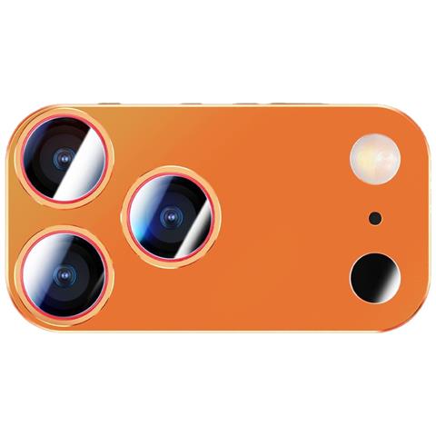 Protezione Obiettivo Fotocamera Opaca Arancione Compatibile Con Iphone 14 Pro Max/15 Pro Max/16 Pro Max - Vetro Temperato, Antigraffio - Foto 3