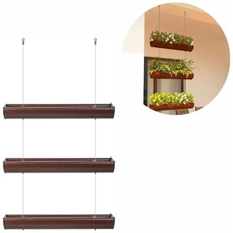 Aiuole Rialzate Set Di 3  Appeso  Lunghezza 75 Cm Bronzo - Foto 1