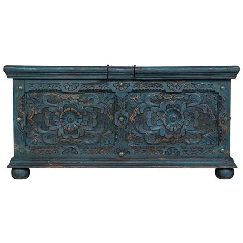 Tavolino Artigianale In Legno Blu 100x100x47h Cm - Foto 2