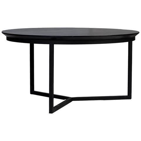 Tavolino, Piano In Legno Di Mango Nero E Gambe In Ferro 80x80x40h Cm - Foto 2