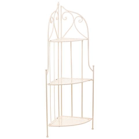 Mobile Angolare 3 Ripiani In Ferro Battuto Bianco, 30x30x120h Cm - Foto 1