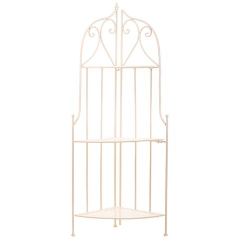 Mobile Angolare 3 Ripiani In Ferro Battuto Bianco, 30x30x120h Cm - Foto 2