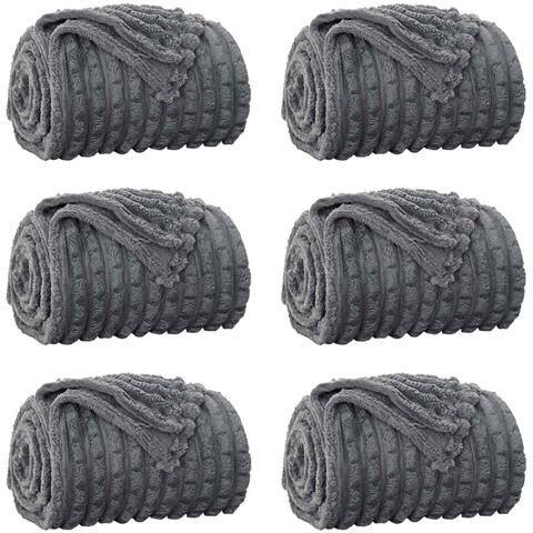 Coperte da Pile 6 pcs Grigio scuro 270 x 240 cm Panno - Foto 1