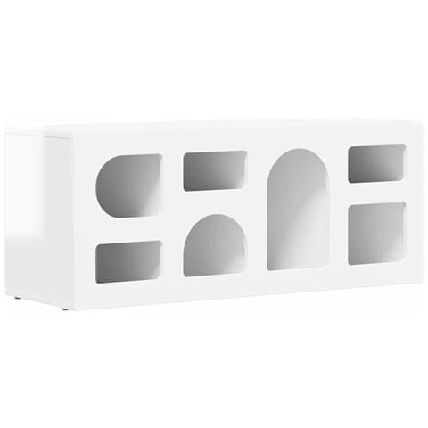 Mobile TV Bianco Lucido 100 x 35 x 40 cm Legno multistrato - Foto 1