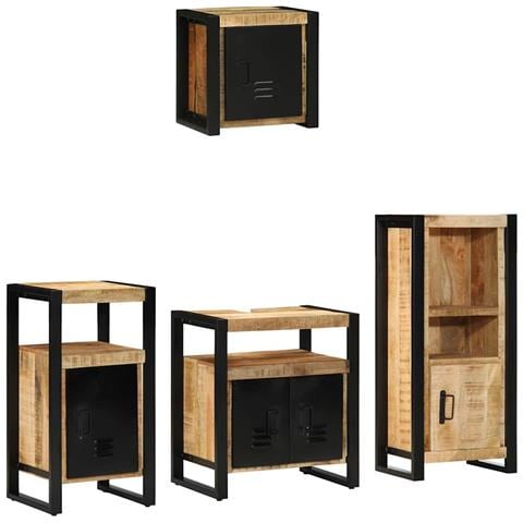 Set di mobili per il bagno 4 pcs Legno di mango massello - Foto 1