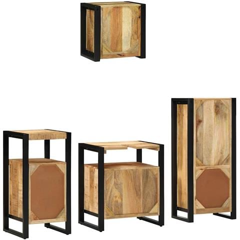 Set di mobili per il bagno 4 pcs Legno di mango massello - Foto 9