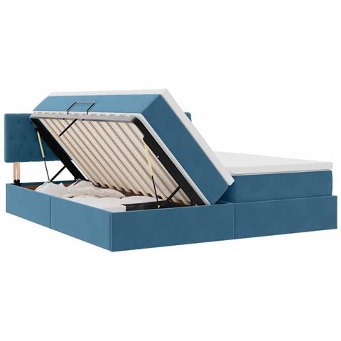 Letto con luci a strisce a LED Blu Scuro 180 x 200 cm Velluto - Foto 9