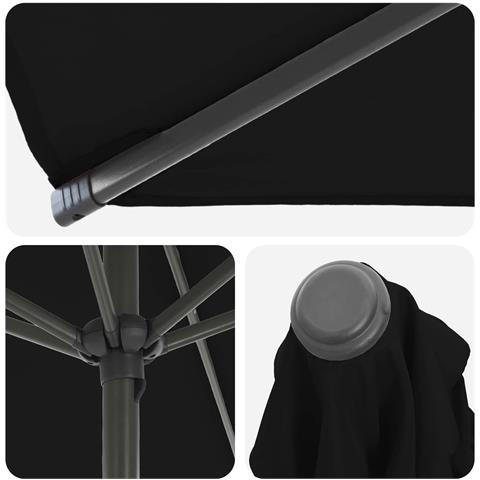 Ombrello da giardino 300 x 300 cm Poliestere Rettangolare Nero - Foto 8