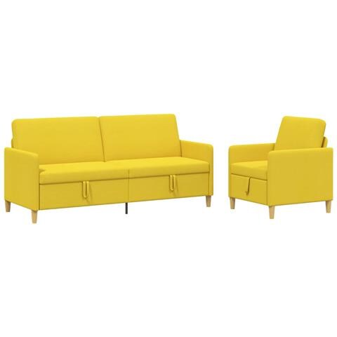 Set di Divani con Storage 2 pcs Giallo Chiaro Poliestere - Foto 1