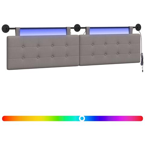 Testiera sospesa Con luce LED Tortora Tessuto - Foto 1