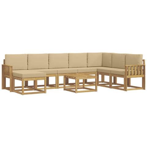 Set di divani da esterno con cuscino 9 pcs Bianco e Beige - Foto 1