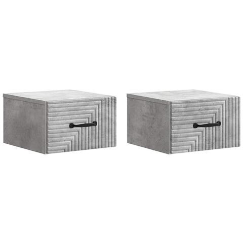 Mobiletto da notte a muro con cassetto 2 pcs Grigio Cemento - Foto 1