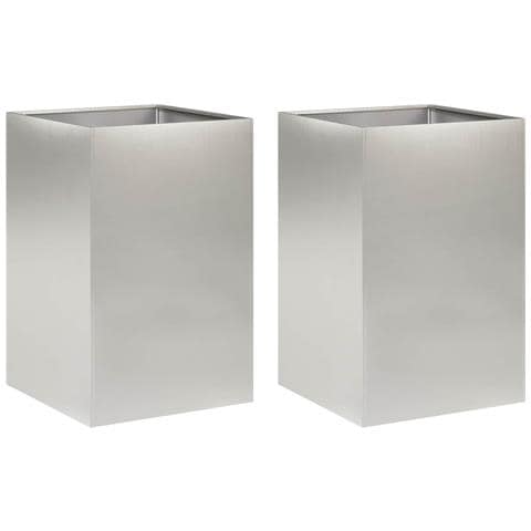 Vaso da giardino 2 pz Argento 40 x 40 x 75 cm Acciaio Inox - Foto 1