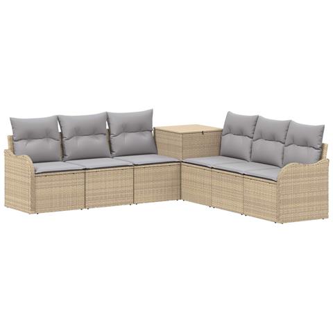 Set di divani 7 pz Beige e Grigio Chiaro - Foto 1