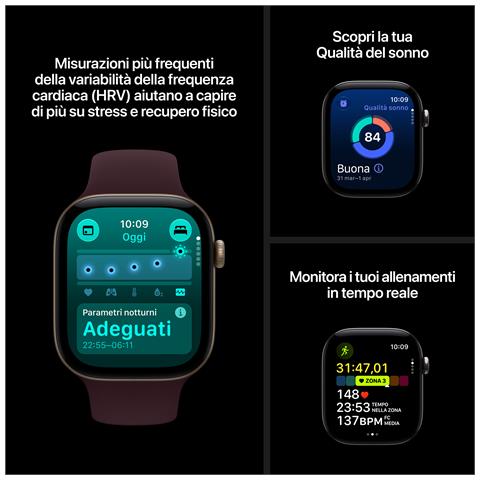 Watch Series 12 GPS, cassa 42 mm in alluminio color bronzo scuro con cinturino Sport oliva - S /M - Foto 9