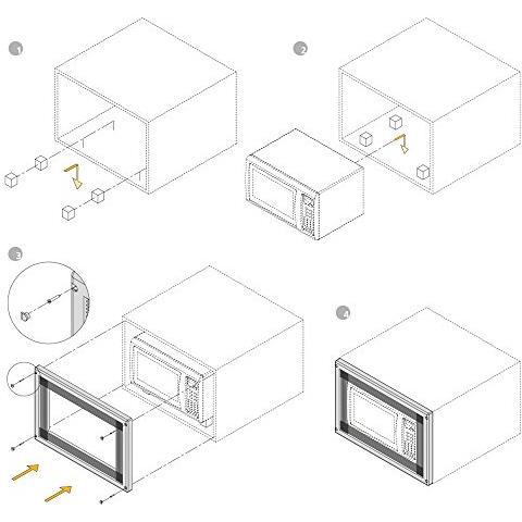 Telaio Cornice per Incasso di Forno Microonde in Mobile, Nichel Satinato, 60 cm - Foto 5