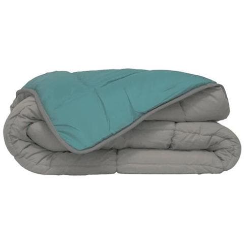 Piumino In Microfibra 400g / M² Calgary - 240 X 260 Cm - Grigio Ghiaia E Verde Lago - Foto 1