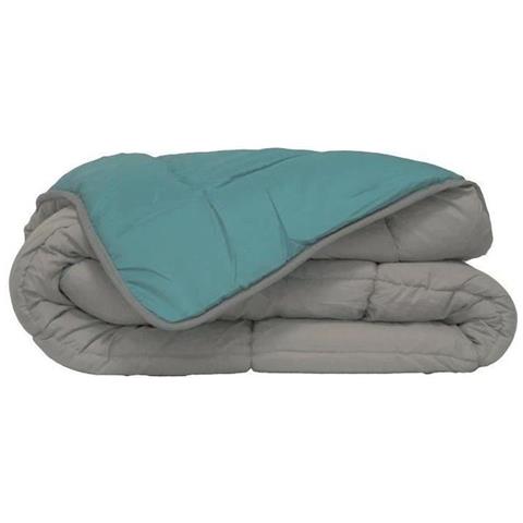 Piumino In Microfibra 400g / M² Calgary - 240 X 260 Cm - Grigio Ghiaia E Verde Lago - Foto 3