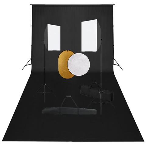 Kit per Studio Fotografico con Set Luci, Fondale e Riflettore - Foto 1
