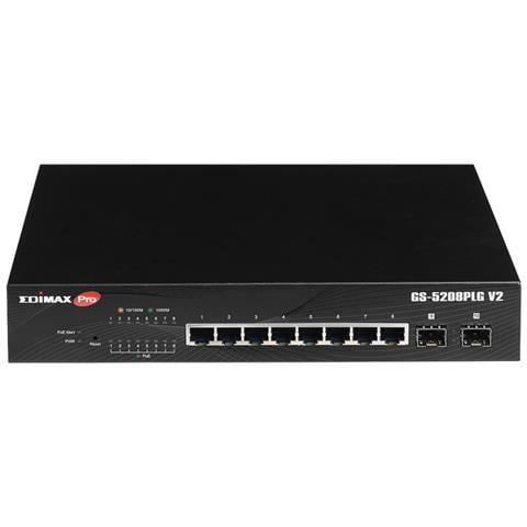 GS-5208PLG V2 switch di rete Gestito Gigabit Ethernet (10/100/1000) Supporto Power over Ethernet (PoE) Nero - Foto 1
